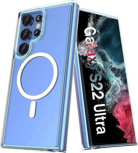 for Samsung Galaxy S22 Ultra Mag-safe Case,Slim Shockproof Protective Cover with Magnetic,Frosted Hard Back Soft Silicone TPU Bumper Phone Case Compatible Galaxy S22 Ultra 6.8inch,Matte Black in Kuwait