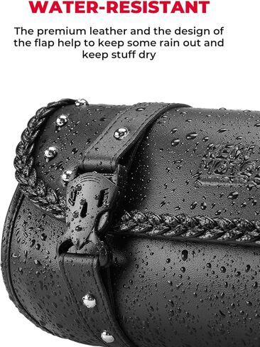 KEMIMOTO Motorcycle Tool Bag, Motorcycle Fork Bag PU Leather Universal Saddlebag for Motorcycle Front Fork Handlebar Sissybar Storage Pouch Motorcycle Roll Bag-Black in Kuwait