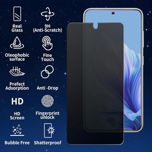 3+2 حزمة حزمة شاشة شاشة الخصوصية وحماية عدسة الكاميرا لجهاز Galaxy S25 5G ، ودعم صلابة مضاد للتجسس 9H دعم البصمة ، واقي شاشة زجاجي مقسمة لـ Samsung Galaxy S25 in Kuwait