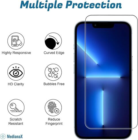 بالنسبة إلى iPhone 15 Pro Max Screen Protector ، [3 عبوات] الزجاج المقسى ، والتركيب السهل ، والصف العسكري ، ومتوافق مع الحالة in Saudi Arabia