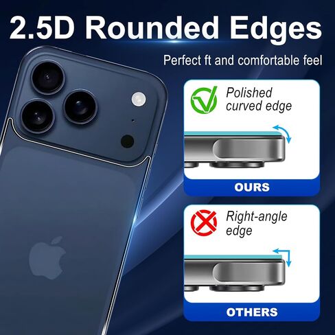 واقي الشاشة متوافق مع iPhone 17 Pro ، واقي خلفي 2 PCS + 2 PCS حامي عدسة الكاميرا ، والزجاج عالي الدقة ، ومكافحة الخدش ، وسهولة التثبيت in Saudi Arabia