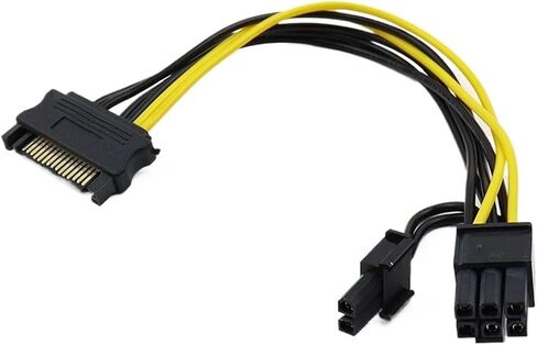 15 Pin SATA Male to 8pin(6+2) PCI-E Male Video Card Power Supply Adapter Data Cables SATA to PCI Power Adapter Cable in Kuwait