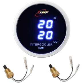 RACETECH 52mm 2-1/16" Digital Gauge - Blue 7- Segment Display, Electrical 52mm Dual Temp Gauge (W/SENSORS) in Kuwait