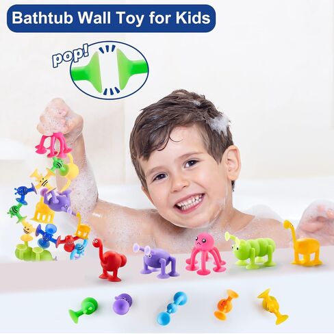 Suction Cup Toy for Baby Age 3, Suction Toys 40PCS Kids Bath Toys Ages 4-8 | Toddler Window Shower Bathtub Building Toys, Montessori Sensory Stress Release Birthday Xmas Gifts for 6-8 Years Old Boy Girl in Saudi Arabia