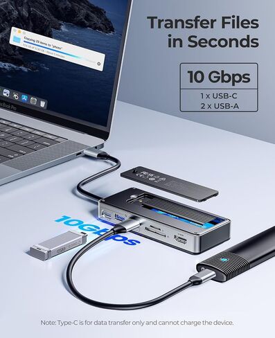 ORICO OM28P USB-C Hub with D10-256 M.2 SSD Enclosure and 256GB M.2 NVMe SSD Bundle, 8-in-1 Docking Station with HDMI, PD100W, SD/TF in Saudi Arabia