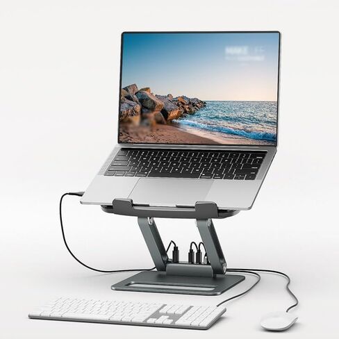 Laptop Stand Heat Sink Base Fan Aluminum Alloy Desktop Elevated Hub Dock Stand in Saudi Arabia