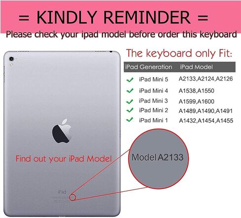 حالة لوحة المفاتيح لأجهزة iPad Mini 2/3/4 9.7 بوصة ، غطاء واقي من لوحة المفاتيح اللاسلكية متعددة الزاوية والماوس ، حدود السيليكون الناعمة (أسود ، عادي وفأرة) in Kuwait