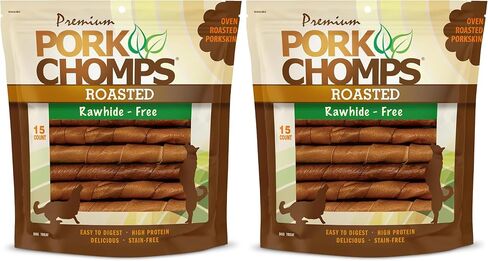 Pork Chomps Baked Pork Skin Dog Chews, 6-inch Twists, Assorted Flavors, 24 Count in Kuwait