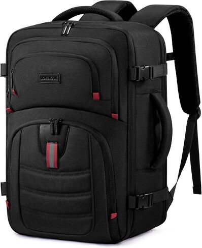 Lovevook Backpack Men - 17.3 بوصة سفر محمول على ظهره 35L حمل كبير على ظهره على ظهره ، حقائب ظهر معتمدة من شركات الطيران مع 3 مكعبات تعبئة ، أسود in Saudi Arabia