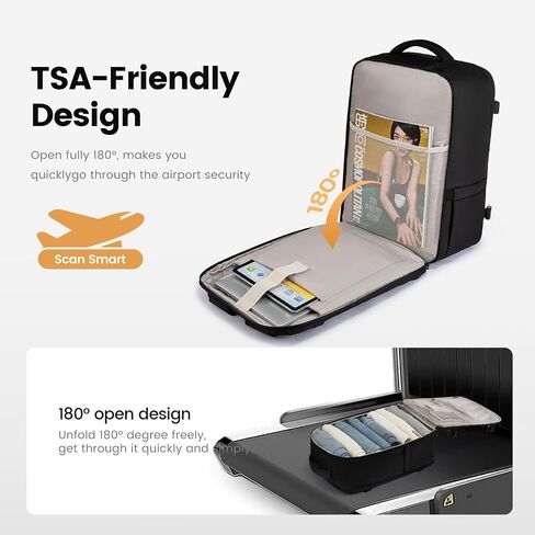 Lovevook Backpack Men - 17.3 بوصة سفر محمول على ظهره 35L حمل كبير على ظهره على ظهره ، حقائب ظهر معتمدة من شركات الطيران مع 3 مكعبات تعبئة ، أسود in Saudi Arabia