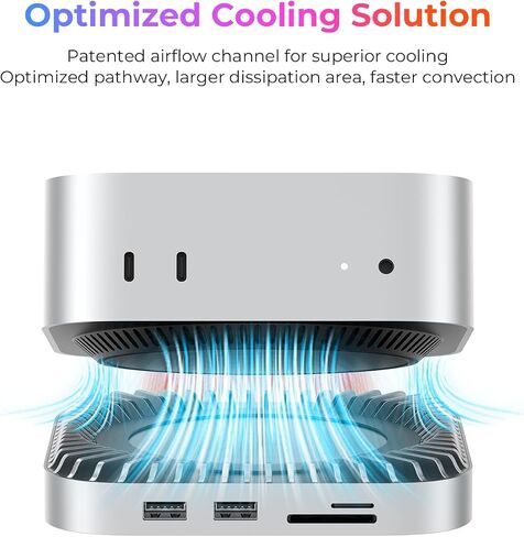 RAYCUE MAC MINI M4 DOCK & Stand مع حاوية 8T NVME SSD ، 2 USB A 10GBPS ، منفذ بيانات USB C 10G ، 5G USB A*2 ، USB-C Charge ، SD/ TF ، Audio لـ MAC Mini M4/ M4 Pro in Kuwait