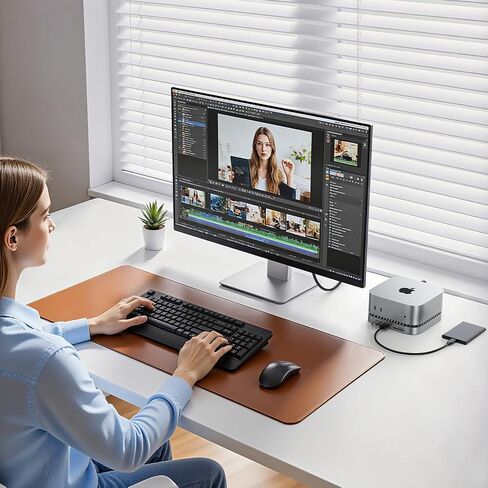 RAYCUE MAC MINI M4 DOCK & Stand مع حاوية 8T NVME SSD ، 2 USB A 10GBPS ، منفذ بيانات USB C 10G ، 5G USB A*2 ، USB-C Charge ، SD/ TF ، Audio لـ MAC Mini M4/ M4 Pro in Kuwait