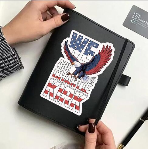 Patriotic Eagle American Flag Sticker Decal, We are Charlie Kirk Design, for Car, Laptop, Water Bottle (2, 3.6x5.5inch/) in Saudi Arabia