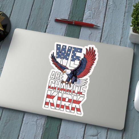 Patriotic Eagle American Flag Sticker Decal, We are Charlie Kirk Design, for Car, Laptop, Water Bottle (2, 3.6x5.5inch/) in Saudi Arabia