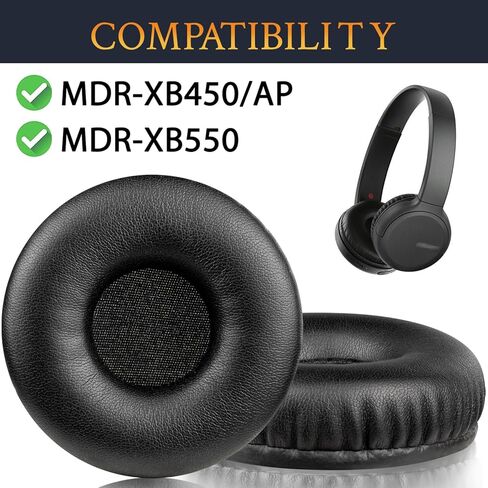 بديل لسماعات الأذن Soulwit لـ Sony MDR-XB450 (MDRXB450)/XB450AP/XB550 سماعات ، وسائد وسادات الأذن مع رغوة عزل الضوضاء عالية الكثافة-XB450 PL أسود in Kuwait