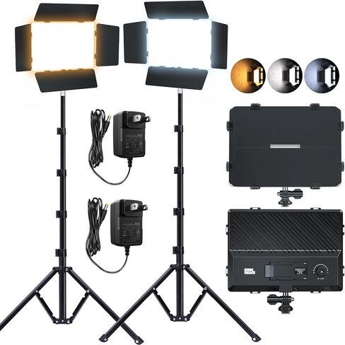 لوحة تصوير فيديو مصباح ضوء 2-pack 62 "Tripod Photography Lighting Bi-Color Dimmable 2500-6500K LED Camera Studio Lights Shooting Photo Photo in Kuwait