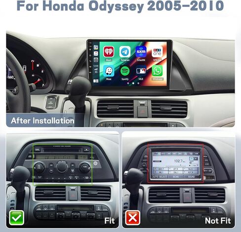 Hikity لسيارة Honda Odyssey 2005-2010 Android 13 ستيريو مع Carplay لاسلكي Android Auto 10.1 بوصة شاشة لمس راديو السيارة يدعم نظام تحديد المواقع العالمي (GPS) ومرآة وصلة كاميرا احتياطية بلوتوث in Saudi Arabia