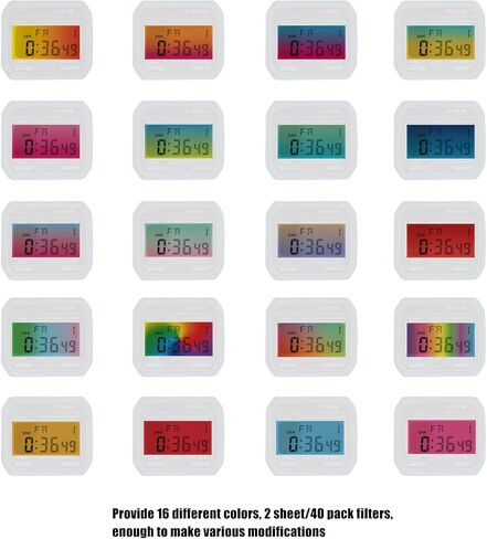 Gradient Filter Screen Sheet Compatible for Casio F91W Series,20 Types Of High Transparency Colorful Filters,40 Pack Watch Screen Modification Decal in Saudi Arabia