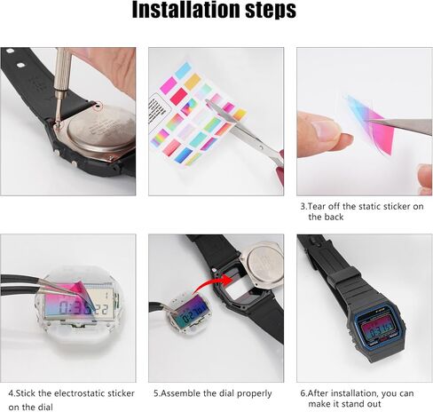 Gradient Filter Screen Sheet Compatible for Casio F91W Series,20 Types Of High Transparency Colorful Filters,40 Pack Watch Screen Modification Decal in Saudi Arabia