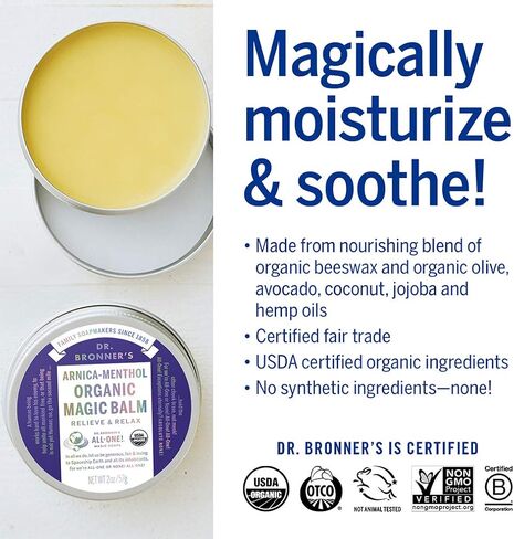 Dr. Bronner's - Organic Magic Balm (2 oz Variety Pack) Arnica-Menthol & Baby Unscented - Made with Organic Beeswax & Hemp Oil, Moisturizes and Soothes Hands, Face & Body | 2 Count in Saudi Arabia