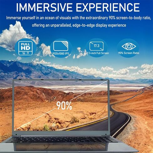 17.3 "Full HD 90 ٪ نسبة الشاشة المحمول | 1920 x 1080 Display | Celeron J4105 (4C4T ، حتى 2.7 جيجا هرتز) | 8GB DDR4 | 256GB SSD | WIFI 5 | in Saudi Arabia