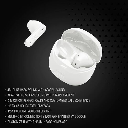 JBL Tune Flex 2 - الضوضاء اللاسلكية الحقيقية لإلغاء سماعات الأذن الصوت المكاني والتكنولوجيا المحيطة الذكية ، 6 ميكروفونات للمكالمات المثالية ، حتى 48 ساعة من التشغيل ، IP54 Dust & Water Resistant (Black) (متجدد) in Saudi Arabia