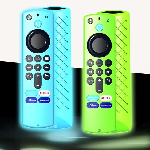 2Pack Case for Fire TV Stick Remote,Silicone Control Cover for Alexa Voice Remote Controller Skin Sleeve Glow in The Dark Blue and Green in Saudi Arabia