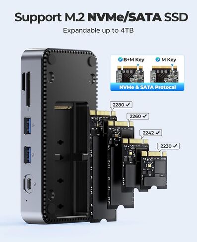 ORICO Y20M 4TB M.2 SATA SSD و DPM2P9-V1 10-in-1 USB-C station مع حاوية SSD ، 4K HDMI ، 100W PD ، و Bundle Ethernet in Saudi Arabia