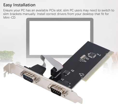 Zunate 2 Port PCIE Serial Card Card Adapter ، Industrial DB9 RS232 COM PORTS ، 16C550 UART WCH382 CHIP ، TAA LOW PLISTRIM in Kuwait