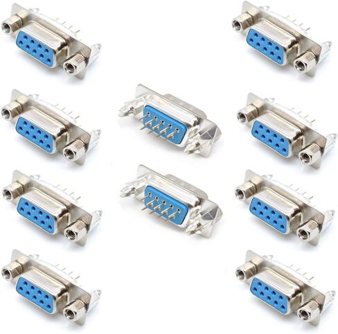 Oiyagai 10Pcs DB9 9-Pin Male D-Sub Connectors, 180 Degree Solder PCB Mount with Lock Screws, RS232 Serial Port Interface for PC, Industrial Automation, Repair DIY in Saudi Arabia