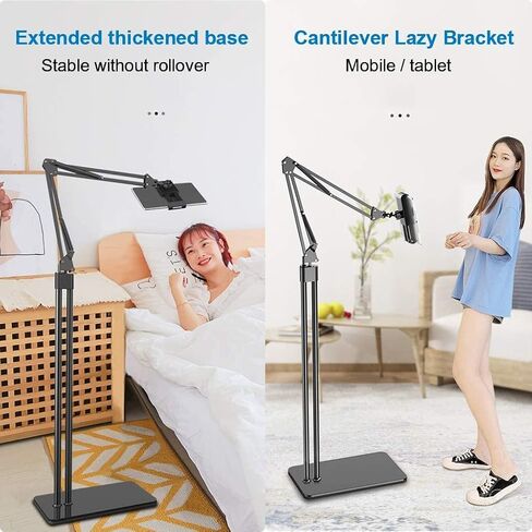 4.6-10.6 Inch Tablet Smartphones Stand Height Angle Adjustable,Holder Gooseneck Arm Flexible Floor Stand for Tablet Bed,Desk,Reading (Black a) in Saudi Arabia