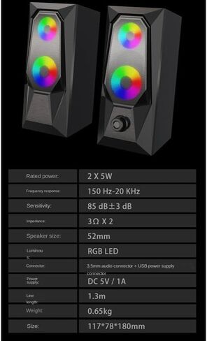 مضيء RGB سطح المكتب صوت الكمبيوتر MINI مكبرات الصوت Multimedia سطح المكتب in Saudi Arabia