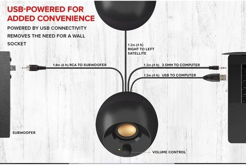 USB-Powered Desktop Speakers Powerful Down-Firing Subwoofer Up to 8W RMS Total Power for Computer in Saudi Arabia