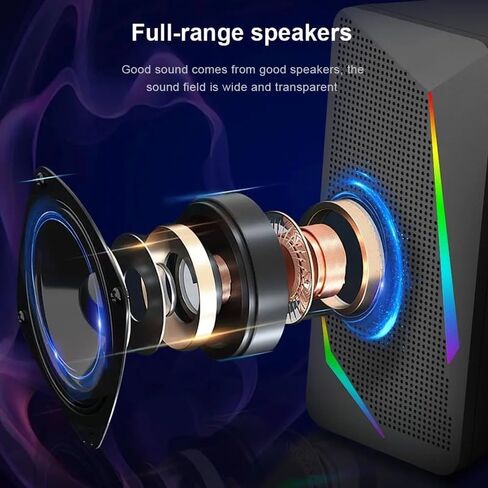3.5mm Aux 2.0 Stereo Surround Music RGB Gaming Speakers Sound Bar for Computer Desktop PC Loudspeakers in Saudi Arabia