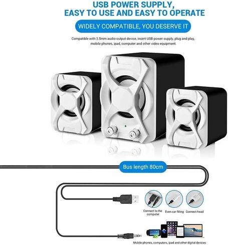مكبرات الصوت السلكية Aux سلكية مكبرات الصوت Stereo 2.1 لمكبر صوت هاتف الكمبيوتر (E) in Saudi Arabia
