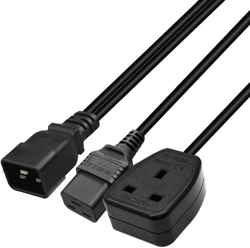 0.32m/1ft IEC320 C20 إلى C19+المقبس البريطاني القياسي ، قابس الطاقة الفاصل ، PDU/UPS Server C20 CLAD إلى C19 CABLE CABLE in Kuwait