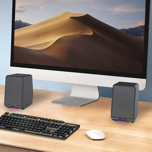 Wired Desktop Speakers 3.5mm Stereo Surround Music RGB Gaming Speakers Sound Bar for Computer PC Loudspeakers in Saudi Arabia
