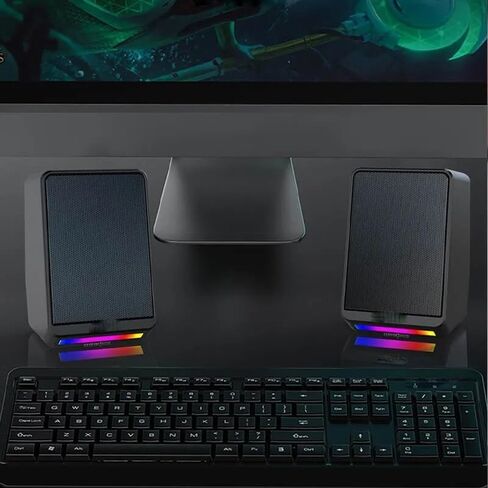 Wired Desktop Speakers 3.5mm Stereo Surround Music RGB Gaming Speakers Sound Bar for Computer PC Loudspeakers in Saudi Arabia