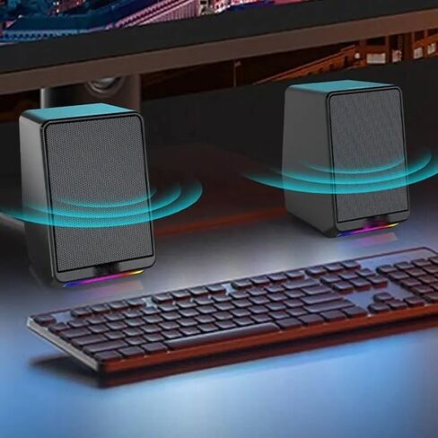 Wired Desktop Speakers 3.5mm Stereo Surround Music RGB Gaming Speakers Sound Bar for Computer PC Loudspeakers in Saudi Arabia