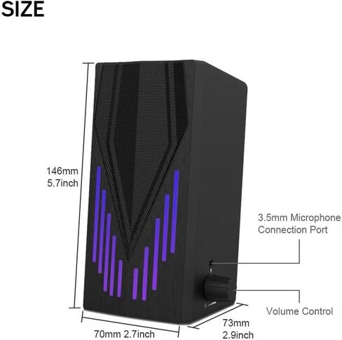 مكبرات صوت الكمبيوتر لجهاز الكمبيوتر 3.5 ملم مع منفذ الميكروفون سلكية مربع الصوت HIFI ستيريو لألعاب سطح المكتب in Saudi Arabia