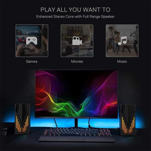 مكبرات صوت الكمبيوتر لجهاز الكمبيوتر 3.5 ملم مع منفذ الميكروفون سلكية مربع الصوت HIFI ستيريو لألعاب سطح المكتب in Saudi Arabia