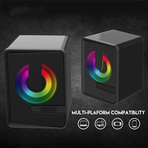 مكبر صوت كمبيوتر سلكية سلكية ستيريو كاملة المدى مكبر صوت ميني RGB لجهاز الكمبيوتر المكتبي المحمول in Saudi Arabia