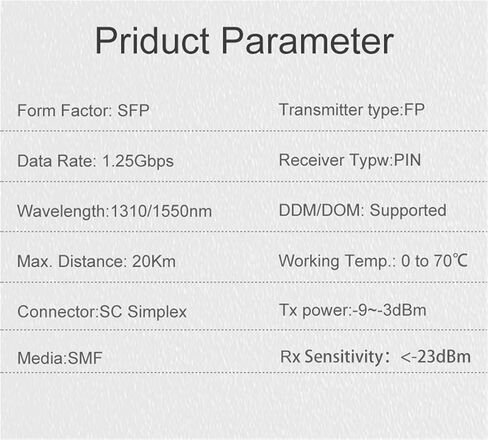 SC SFP Connector ، وحدة الألياف البصرية ، Gigabit ، Gigabit ، التبديل 1310/1550nm (3 زوج 20 كم) in Kuwait