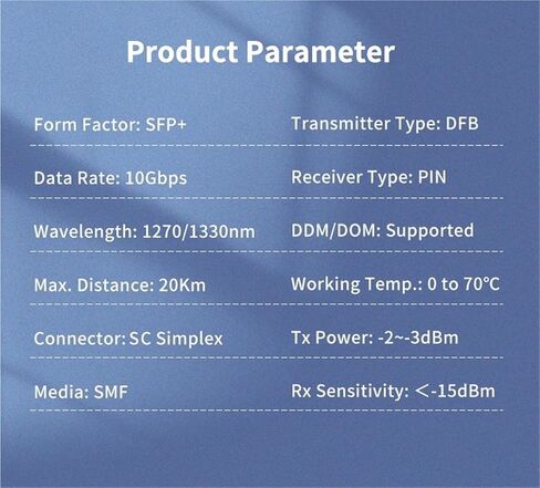10G SFP+ Bi-Directional Optical Transceiver, 1270/1330nm Wavelength, 20KM Single-Mode Fiber,(4 Pair) in Kuwait