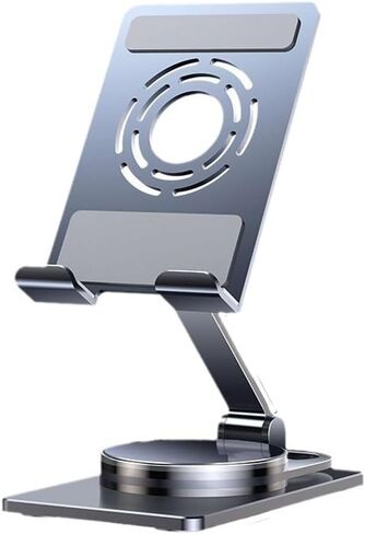 Mobile Phone Stand Aluminum Alloy Portable Desktop 360 ° Rotating Folding Support Flat Universal(Gray) in Kuwait