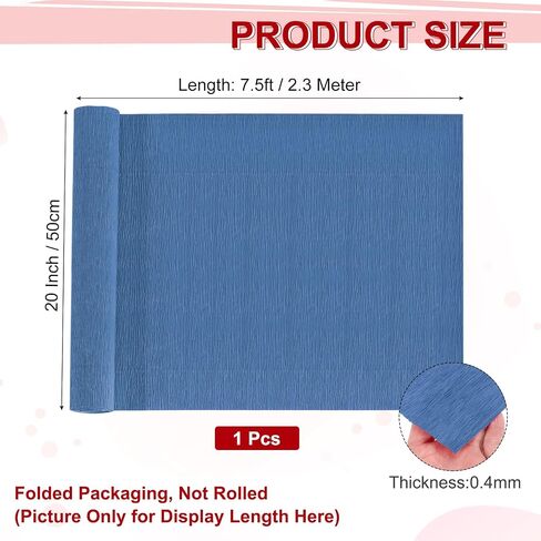MECCANIXITY Crepe Paper Roll 7.5ft Long 20 Inch Wide for Wedding Ceremony Various Large Festivals Decoration, Blue in Saudi Arabia