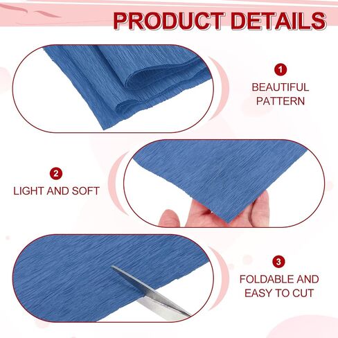 MECCANIXITY Crepe Paper Roll 7.5ft Long 20 Inch Wide for Wedding Ceremony Various Large Festivals Decoration, Blue in Saudi Arabia