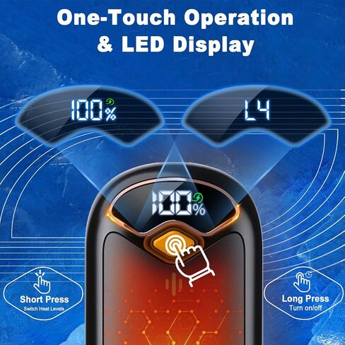 حزمة تدفئة اليدين قابلة لإعادة الشحن 2 ، شاشة LED ، مغناطيسي ، 4 مستويات تسخين ، هدايا للنساء ، الرجال ، الأطفال ، قابلة لإعادة الاستخدام ، حجم الجيب ، USB-C ، الحبل ، يناسب الغولف ، رايناودس ، التخييم ، الصيد in Saudi Arabia