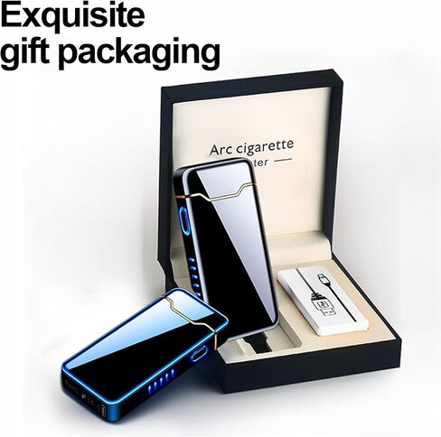Plasma Lighter Electric USB Lighter Rechargeable High Power Double arc with LED Battery Indicator for Camping, Candle BBQ(Black) in Saudi Arabia