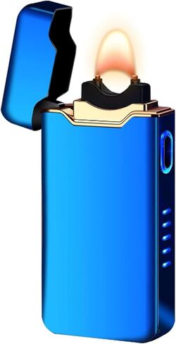 Plasma Lighter Electric USB Lighter Rechargeable High Power Double arc with LED Battery Indicator for Camping, Candle BBQ(Black) in Saudi Arabia